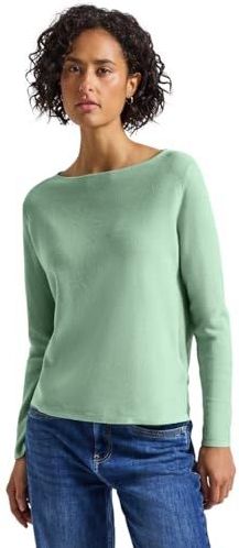 STREET ONE - Gebreide Trui - Serene Green Mel - Met Boothals