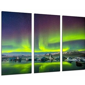 MULTI Houten Afdrukken Art Print Box Ingelijste Beeld Wandopknoping - Noordelijke Lichten, Sky Green, (Totale afmeting: 38,2"" x 24,4""), Ingelijst En Klaar om op te hangen - ref. 26589