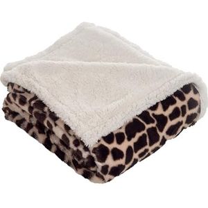 Lavish Home Sherpa Fleece plaid - 127 x 152 cm machine wasbare omkeerbare plaid - pluizige dekens voor bank, stoel of bed (giraffe)