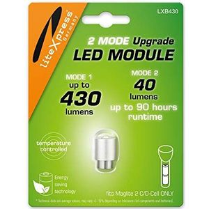 LiteXpress LXB430 2 Mode LED Upgrade Module 430 of 40 Lumen Alleen voor 2 C/D Cell Maglite Torches