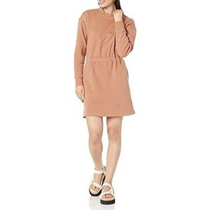 Amazon Essentials Getailleerde sweatshirtjurk voor dames (verkrijgbaar in grote maten), lichtbruin, XS