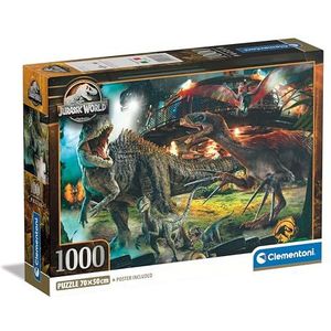 Clementoni Puzzel Jurassic World 3-1000 Stukjes - Puzzel Voor Volwassenen 14-99 Jaar, Gemaakt In Italië 39856