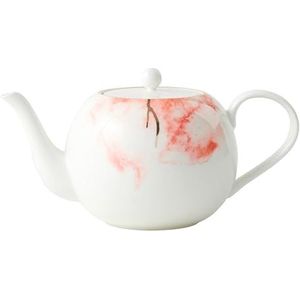 London Boutique Theepot, theepotten voor 4 personen met ingebouwd filter voor losse thee thee, 1,2 l grote theepot, witte theepot met gouden rand, lichtgewicht, fijne China theepot set perfecte