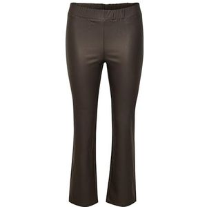 KAFFE Jeggings Coated Cropped Flared Legs Elastische Taille Slim Fit voor dames, Java, 44