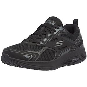 Skechers Go Run Consistent Sneakers voor heren, Zwart leer synthetische houtskool trim, 41 EU