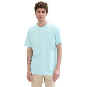 TOM TAILOR Basic T-shirt voor heren met structuur, 34921 - Caribbean Turquoise, XL