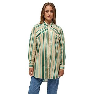 Minus Dames april Oversize Shirt, Ivy Green Stripes, 42