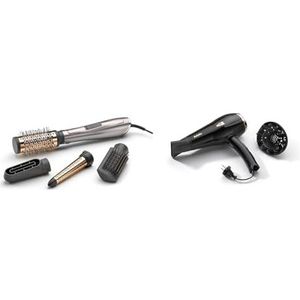 BaByliss AS136E Air Style 1000 Föhnborstel, 2 Temperatuurinstellingen inclusief Coolshot, Ionische Anti-pluis (1000W) & BaByliss D373E Cordkeeper 2000 föhn met ionische anti-frizz functie