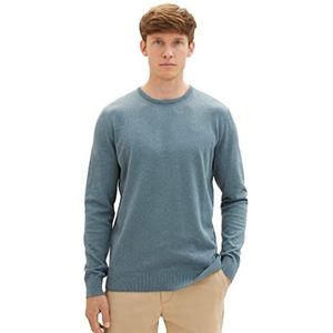 TOM TAILOR Basic gebreide trui met ronde hals heren, 32714-stoffige donkere teal melange, 3XL