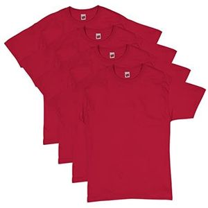 Hanes Heren T-shirt Pack Essential-T katoenen T-shirt 4-pack, Hanes-Our Best T-shirt met korte mouwen, superzacht katoen, multipack, Donkerrood, M