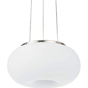 EGLO Hanglamp Optica, 2 lampen hanglamp van staal, kleur: mat nikkel, glas: opaal mat wit, fitting: E27, DELONGHI: 28 cm
