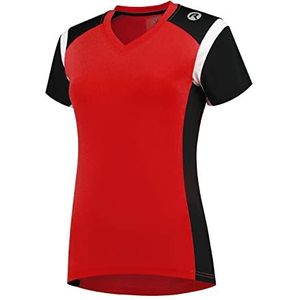 Rogelli Dames Eabel hardloopshirt, korte mouwen, rood/zwart/wit, maat XS