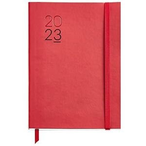 Miquelrius - Jaarplanner 2023 - weekoverzicht verticaal - plus grootte 155 x 213 mm (ca. A5) - flexibele kunstlederen bekleding genaaid - Spaans, Engels en Portugees - zwart