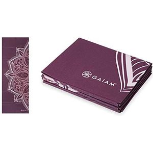 Gaiam Yogamat, opvouwbare reisfitness- en oefenmat, opvouwbare yogamat voor alle soorten yoga, pilates en vloertrainingen, cranberry point, 2 mm