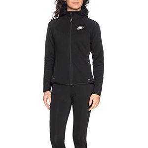 Nike Dames W NSW TCH FLC WR HOODIE FZ Sweatshirt, zwart/zwart/zwart/(wit), L