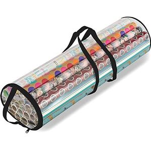 Ram® zwarte kerstcilinder geschenkverpakking opslag doorzichtige tas inpakpapier organisator kerst netjes - winkels kerstballen klatergoud lichten strikken zwaar materiaal - houdt 30 rollen vast