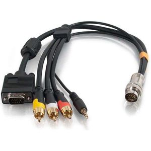 C2G 0.5M RapidRun Series 15 Pin Man naar HD15 VGA, 3.5MM AUX Male, RCA Composite Video manspersoon en RCA Stereo Audio manspersoon Multi-Format kabel