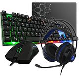 The G-Lab Combo Gallium E-Pack Gaming 4-in-1 QWERTY-toetsenbord, inclusief achtergrondverlichting, gaming-muis, 2400 dpi, gaming hoofdtelefoon, anti-slip muismat - PC PS4 Xbox One
