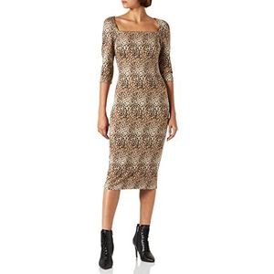 Pinko Anouk jurk met stippen, macul, cocktailjurk voor dames, Cz3_camel/zwart, 34 NL