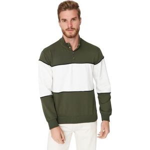 Trendyol Regular sweatshirt met opstaande kraag voor heren, Kaki, XXL