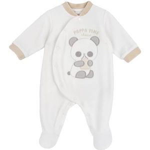 Chicco Unisex Baby Tutina Con apertura frontale, in ciniglia bottone, wit (4), 1 maand, wit (4), 0 Maanden