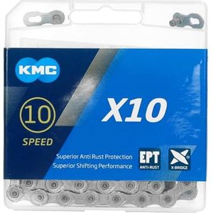 KMC X10 EPT -keten, volwassen unisex, grijs, 114 links