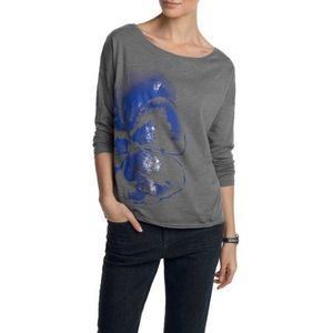 ESPRIT Dames shirt met lange mouwen 123EE1K049, ronde hals, grijs (025 Storm Grey), 36