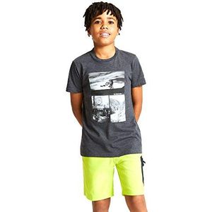 Dare2b Kids' DKT426 3PDC07 Go Beyond' Bedrukt Katoen Casual T-shirts/Polo's/Vests, Kolen Grijs, Maat 7-8