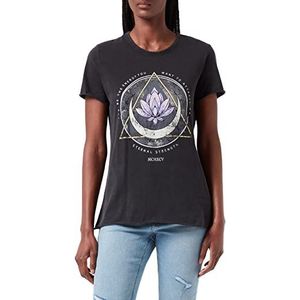 ONLY Onllucy Reg S/S Top Jrs Noos T-shirt dames, zwart/Bedrukking: Lotus, S