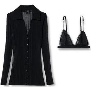 Pinko Tarassaco cardigan crêpe transparant, Z99_Zwart Sedan, XL