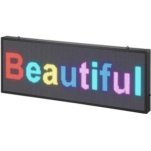 VEVOR Programmeerbaar led-bord, P10 full-colour led-scrolling-paneel, doe-het-zelf scorebord met aangepast tekstanimatiepatroon, wifi-USB-bediening, berichten-winkelbord 99 x 35 cm