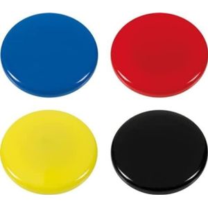 Westcott Zelfklevende magneten 4-pack, 30 mm, rond, elk 1x zwart, rood, blauw, geel E-10823 00