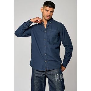 Kaporal, Herenhemd, regular fit, lange mouwen, hemdkraag, komek model, marineblauw, maat L, Marine., L