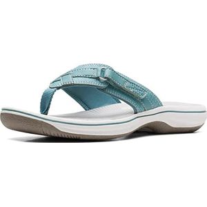 Clarks Breeze Sea Teenslippers voor dames, Blauwgroen Synthetisch, 41 EU