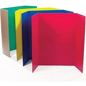 Baker Ross Gekleurde Drievoudige Presentatieborden - Set van 4, Geassorteerde Kleuren, voor Tafelprojecten en Presentaties (EK710)