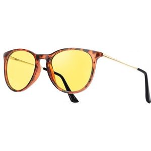 TJUTR Gepolariseerde nachtritbril voor autorijden, dames en heren, gele nachtzicht, verblindingsbril, UV400, A - luipaard bruin/geel