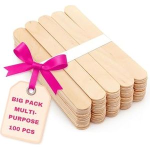 LALILL Houten stokjes, 100 stuks, waspatel, 15 cm, wegwerp voor ontharing, maskers, koken en knutselen