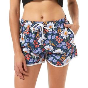 riemot Zwemshort voor dames, zomerzwembroek met verstelbaar trekkoord, strandshorts voor dames, met mesh-inzetstuk, voor surfen, zwembad en vakantie, bloemen-S, Bloem, S