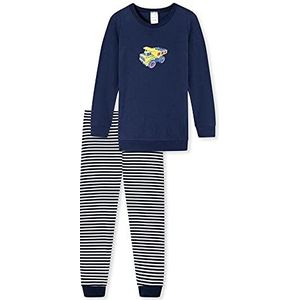 Schiesser Pyjamaset voor jongens, lang, 100% biologisch katoen, maat 92 tot 140, Donkerblauw_173449, 140 cm