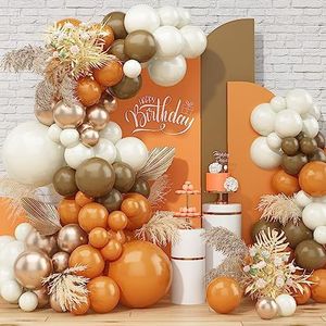 Paready Oranje ballonboog kit, 97 stuks oranje zand witte ballonslinger kit metallic kampioen gouden feestballonnen beige bruine latex ballonnen voor neutraal feest, verjaardag, Thanksgiving,