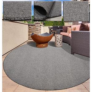 Rond tapijt voor binnen en buiten, glad, zonder pool, taupe, tapijt, diameter 170 cm, synthetische vezel, voor woonkamer en terras