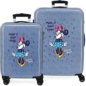 Disney Minnie Make it Rain Bows kofferset, blauw, 55/68 cm, stijve ABS-combinatiesluiting, 104 l, 6 kg, 4 wielen, handbagage