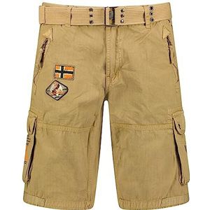 Geographical Norway Paintball Heren Bermuda Casual Katoen - Shorts Heren Sport Cargo - Korte Bermudashorts met riem Normale pasvorm - Heren Lente Zomer (Beige L), Beige, L
