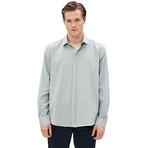 Koton Basic T-shirt voor heren, klassieke hals, lange mouwen, buttoned, 856 (kaki), L