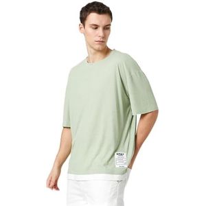 Koton Heren oversized T-shirt met ronde hals en korte mouwen, Mint (660), XL