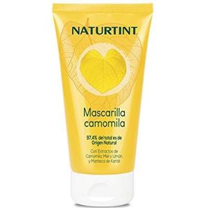 Naturtint Camomila mask. Hydration and brightness. Intense gold reflexes. 97.4% natural ingredients. Camomile, honey and lemon. 150ml.