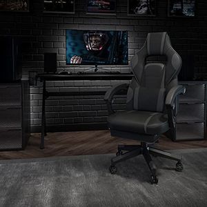 Flash Furniture Gamingstoel met hoge rugleuning, ergonomische bureaustoel met verstelbare armleuningen en voetensteun, perfect als gamestoel en voor thuiskantoor, zwart