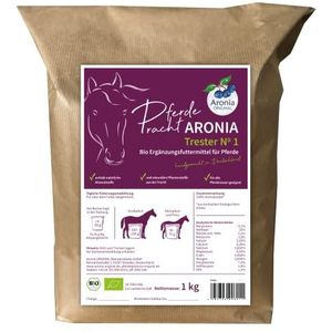 Aronia ORIGINAL Biologische aroniatrester Pur Nr. 1 voor paarden, 1 kg, 100% biologisch, gezonde huid en vitaliteit, aanvullend voer voor alle rassen, handgemaakt in Duitsland, zonder additieven