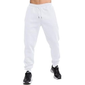 TUVEKE Fleece joggingbroek voor heren, zwart, Wit, M