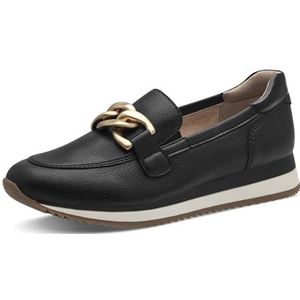 Jana Elegante sportieve loafer met comfortabele extra brede veganistische slipper, zwart/goud, 38 EU, zwart/goud., 38 EU